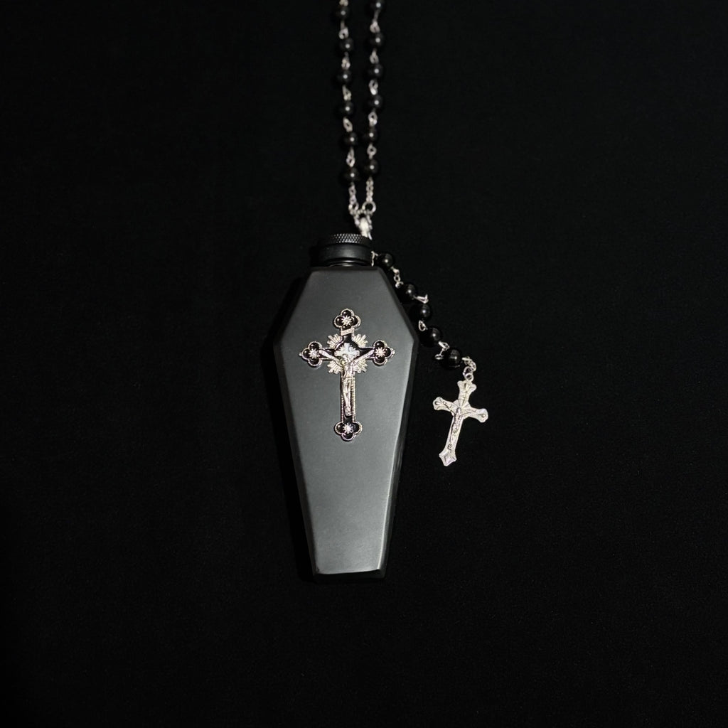 Black Cross Flask Necklace