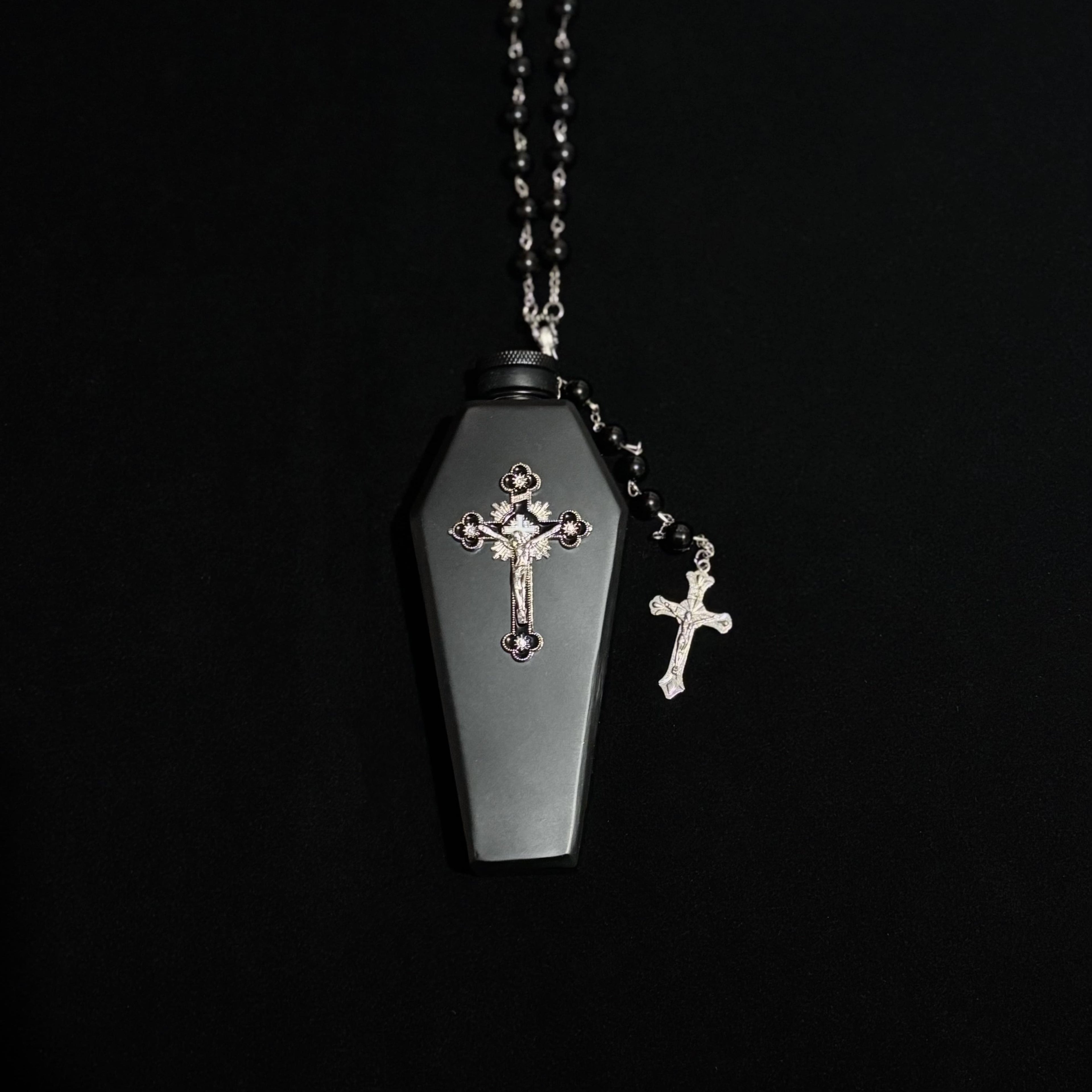 Black Cross Flask Necklace