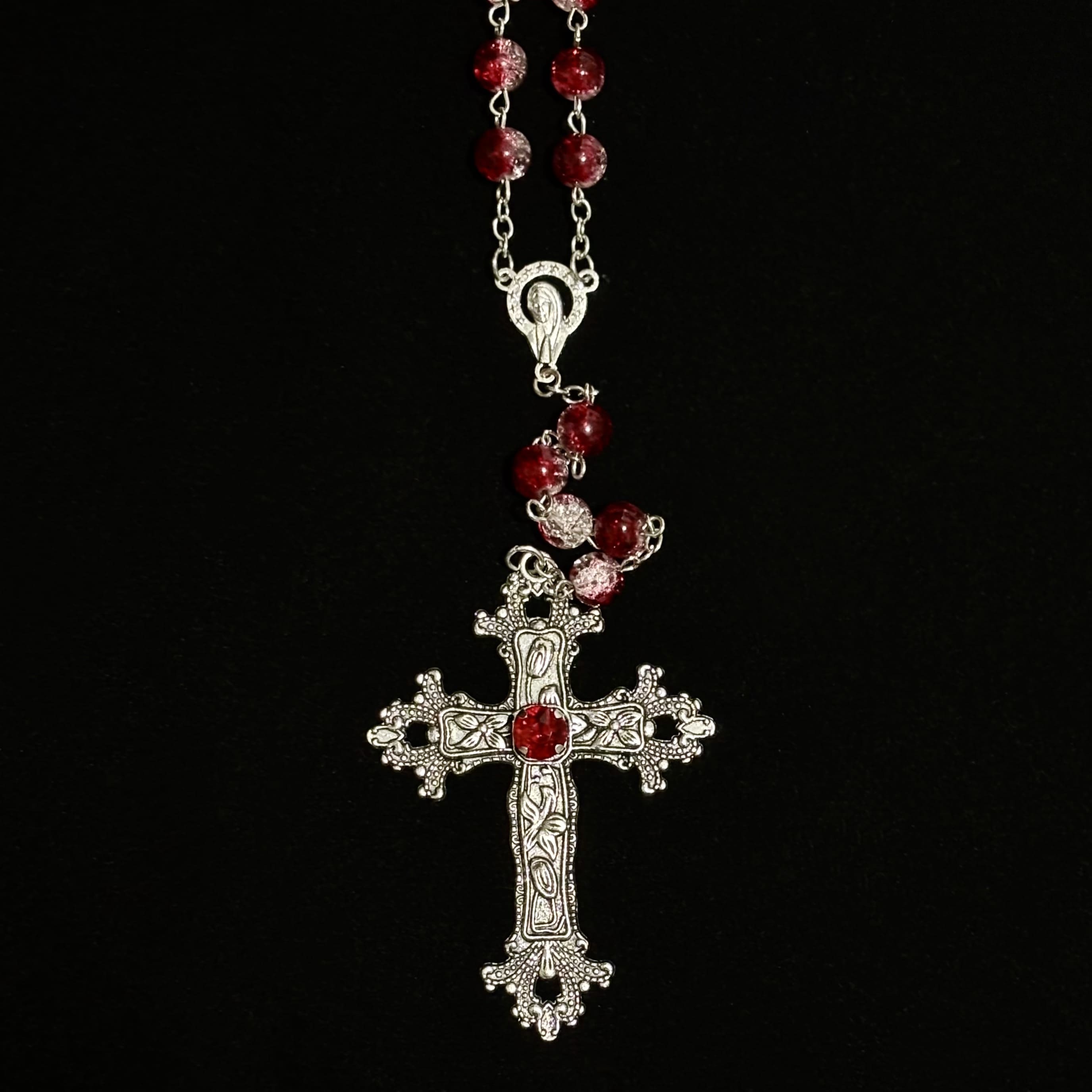 Crimson Devotion Cross Necklace
