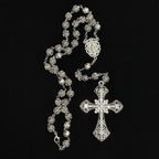 Rose Rosary Cross Necklace
