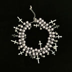 Pearl Bell Cross Choker