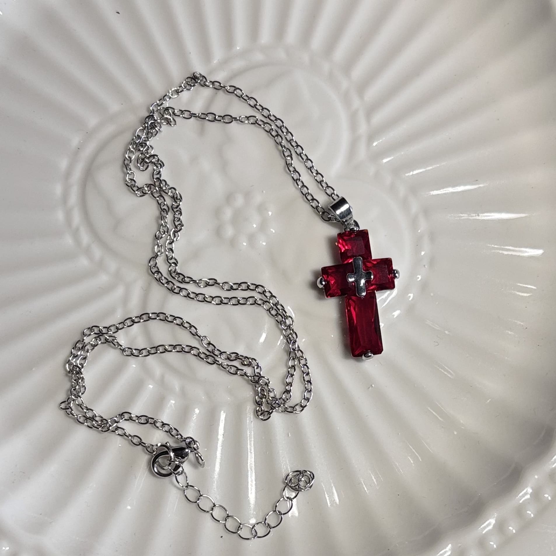 Crimson Omen Cross Necklace
