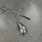 Water Drop Mini Pill Bottle & Cross Necklace