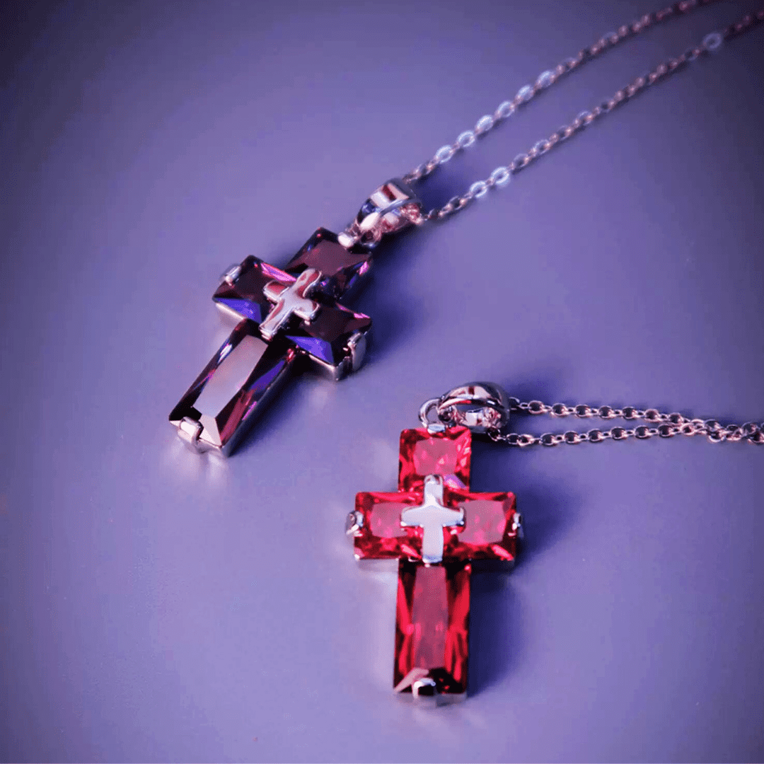 Crimson Omen Cross Necklace