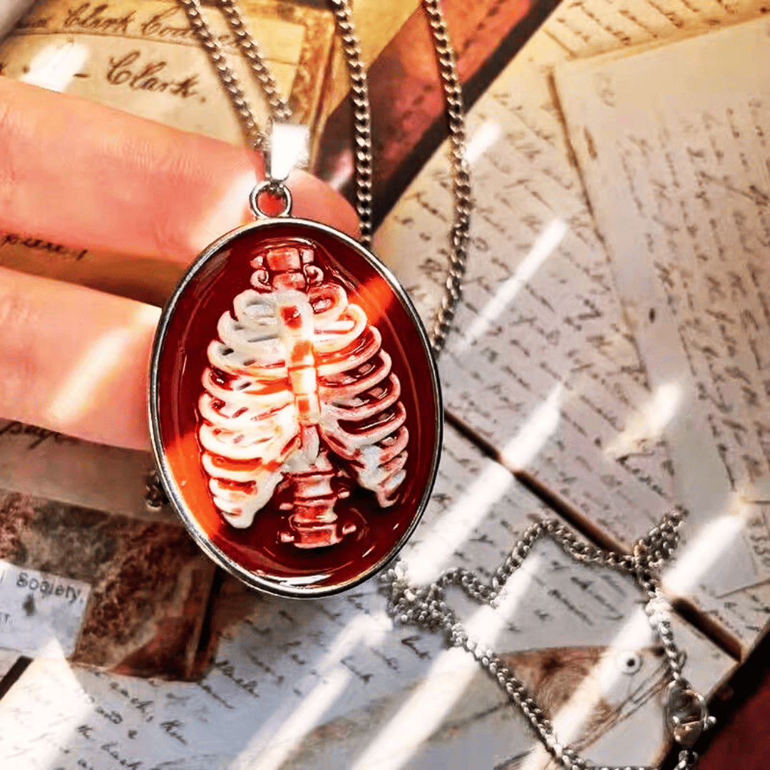 Blood-Soaked Ribcage Necklace