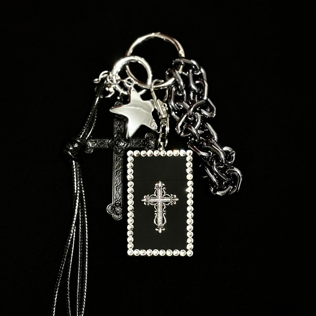 Gothic Cross Ashtray-Box Bag Charm & Keychain