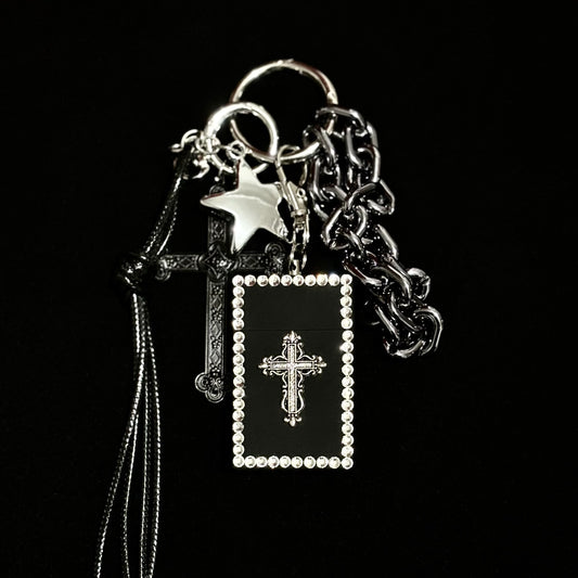 Gothic Cross Ashtray-Box Bag Charm & Keychain
