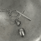 Water Drop Mini Pill Bottle & Cross Necklace