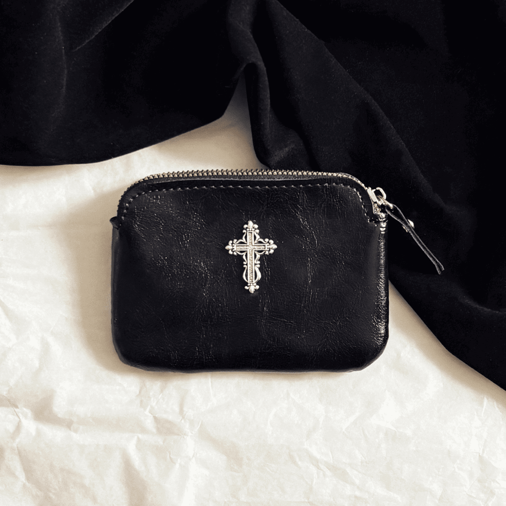 Gothic Cross Leather Coin Purse