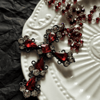 Blood Red Crystal Cross Necklace