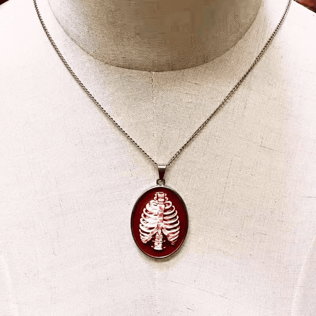 Blood-Soaked Ribcage Necklace