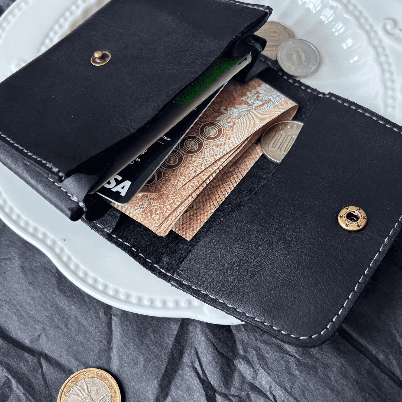 Thorned Heart Leather Card Holder & Coin Wallet