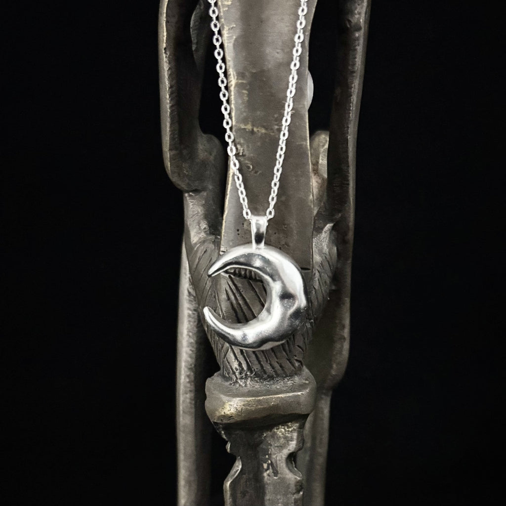 Matte Silver Crescent Moon Necklace