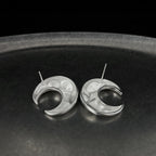 Matte Silver Crescent Moon Earrings