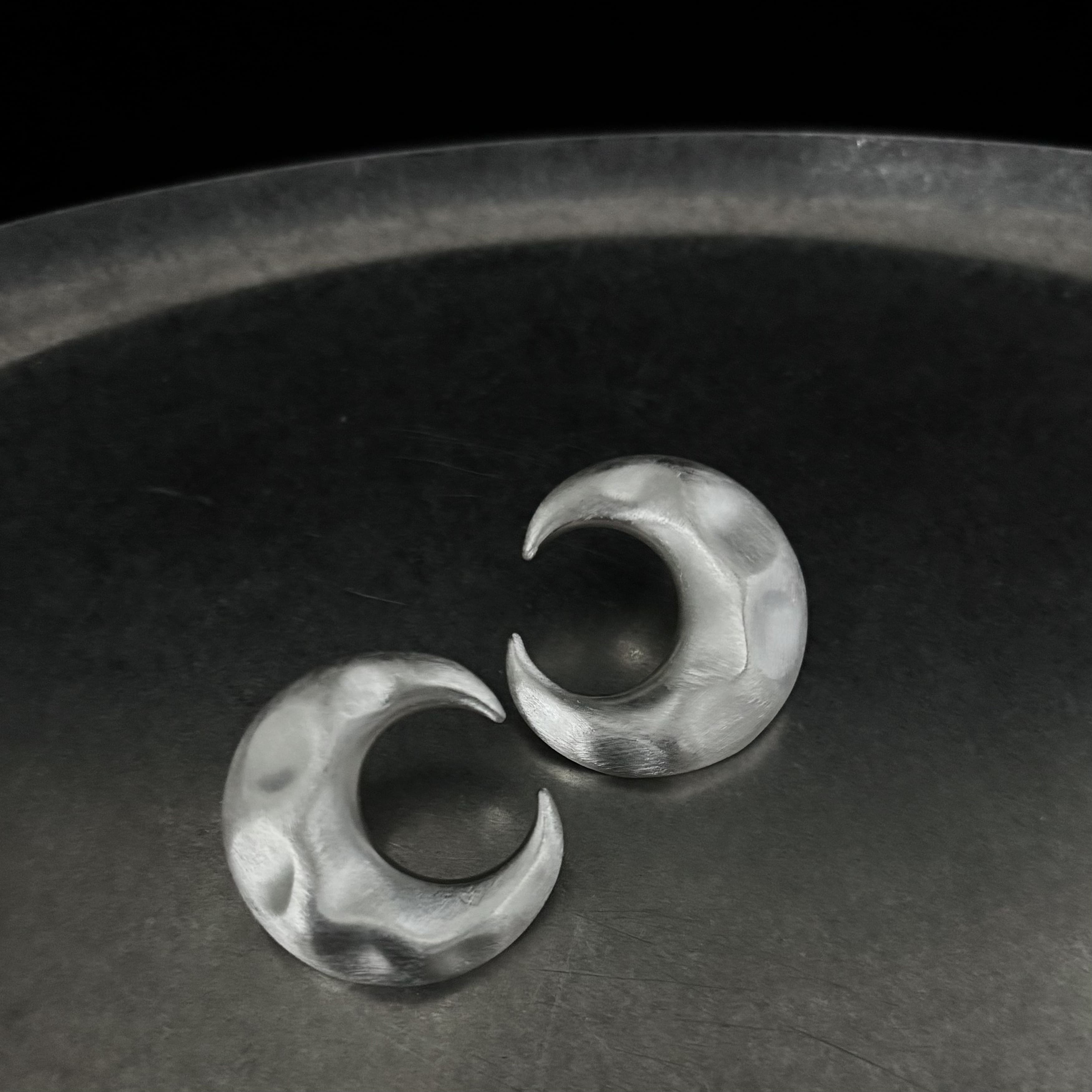 Matte Silver Crescent Moon Earrings