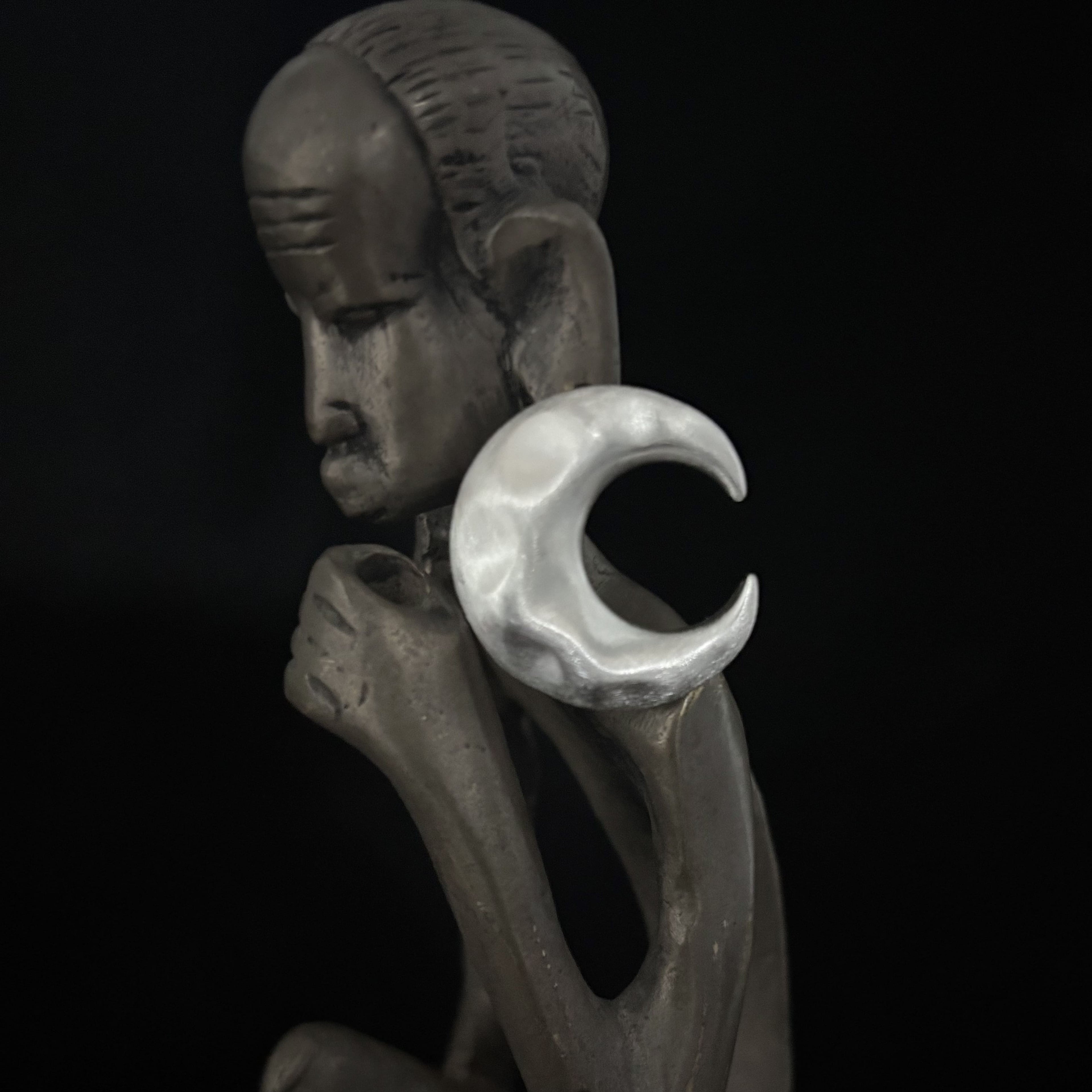 Matte Silver Crescent Moon Earrings