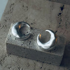 Matte Silver Crescent Moon Earrings