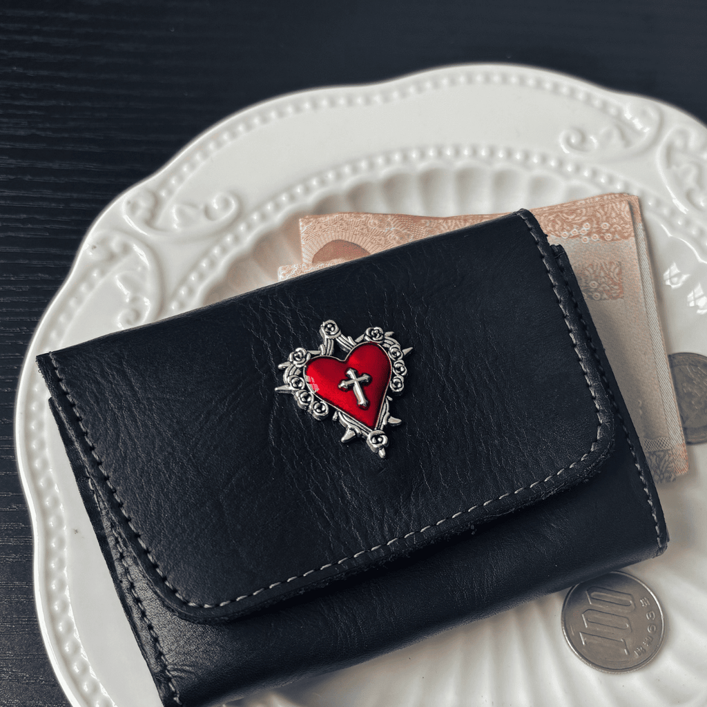 Thorned Heart Leather Card Holder & Coin Wallet