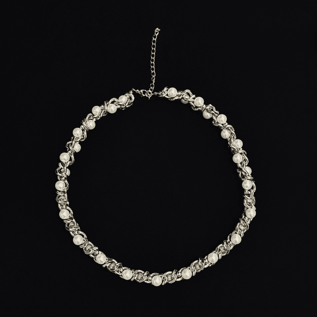 Pearl Wrapped Gothic Chain Necklace