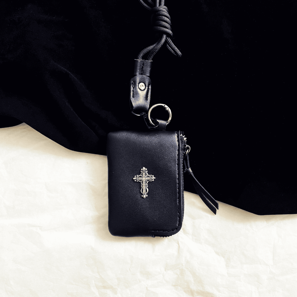 Gothic Cross Leather Coin Pouch
