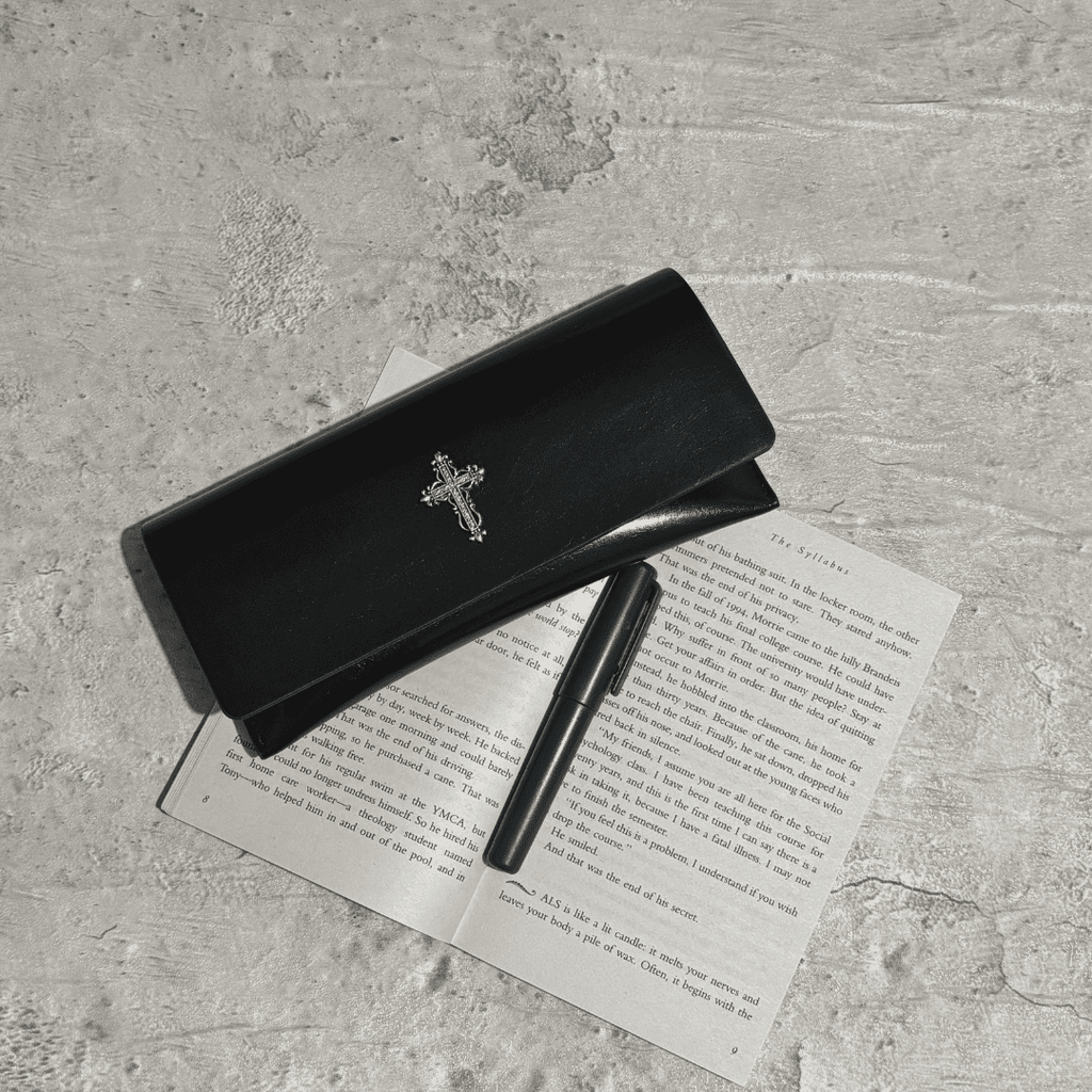 Gothic Cross Leather Glasses Case