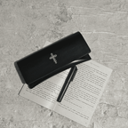 Gothic Cross Leather Glasses Case