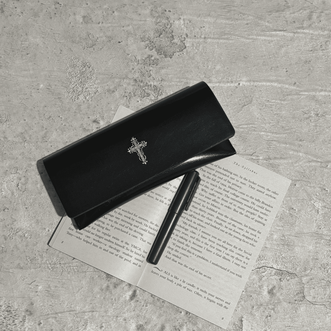 Gothic Cross Leather Glasses Case