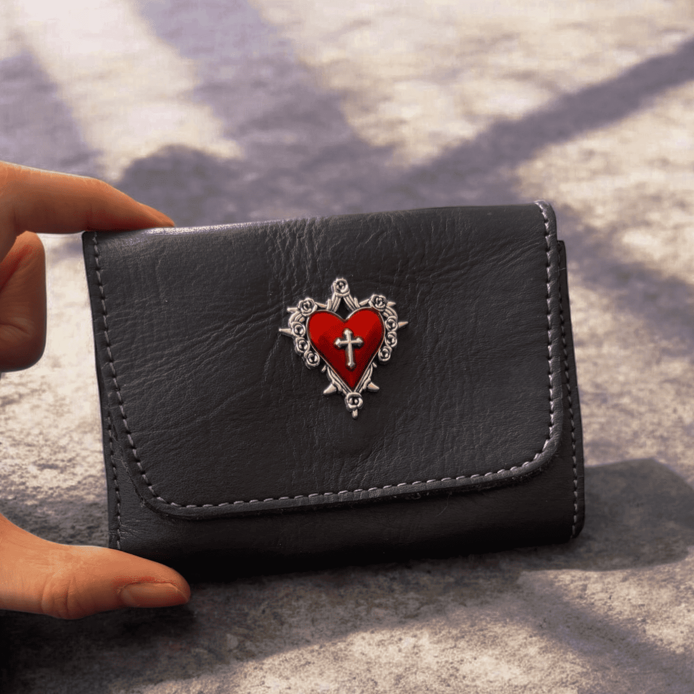 Thorned Heart Leather Card Holder & Coin Wallet