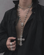 Rose Rosary Cross Necklace