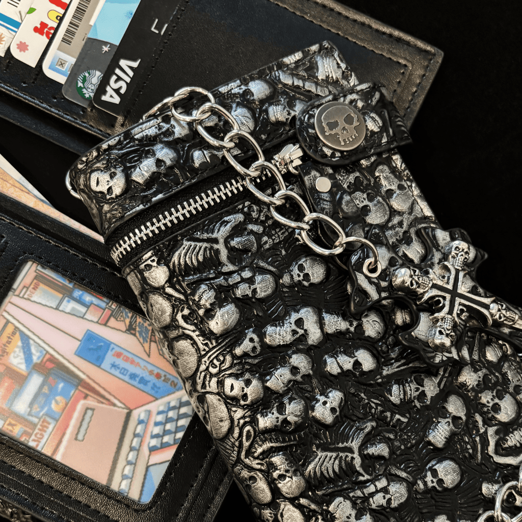 Skull Relief Leather Wallet