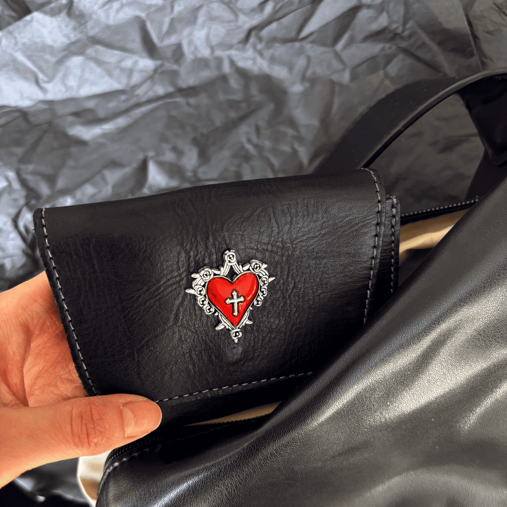 Thorned Heart Leather Card Holder & Coin Wallet
