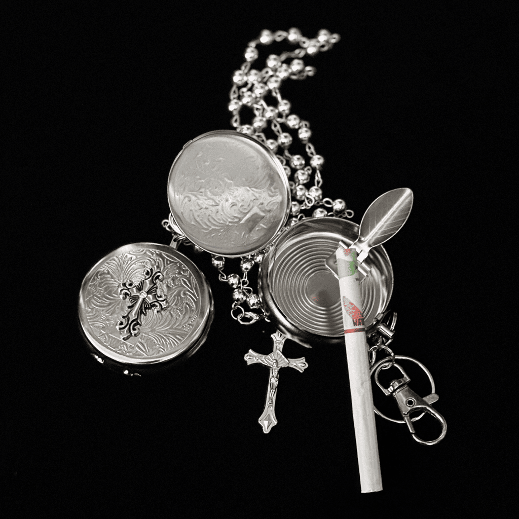 Gothic Embossed Ashtray Necklace / Keychain