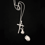 Water Drop Mini Pill Bottle & Cross Necklace