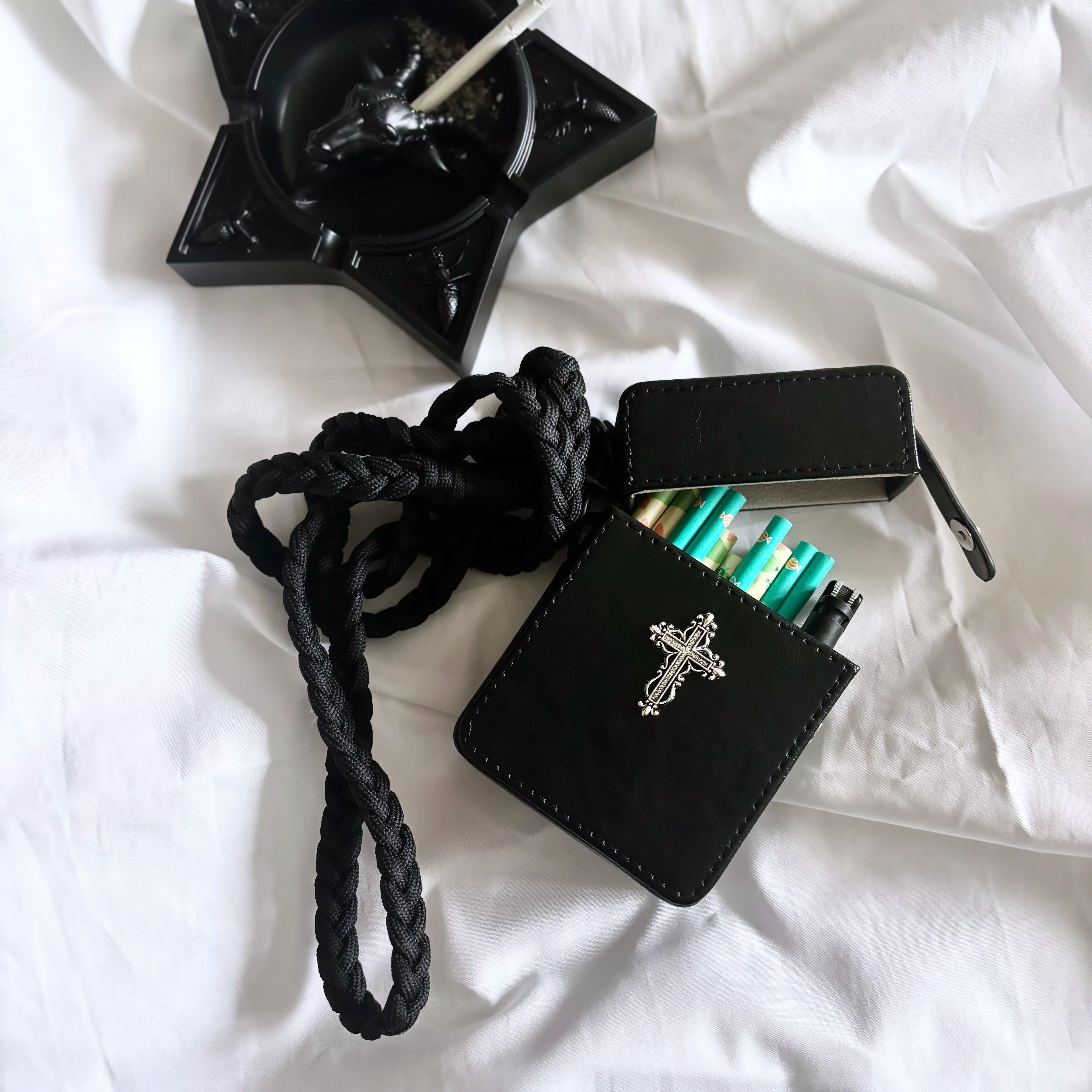 Gothic Cross Leather Cigarette Case