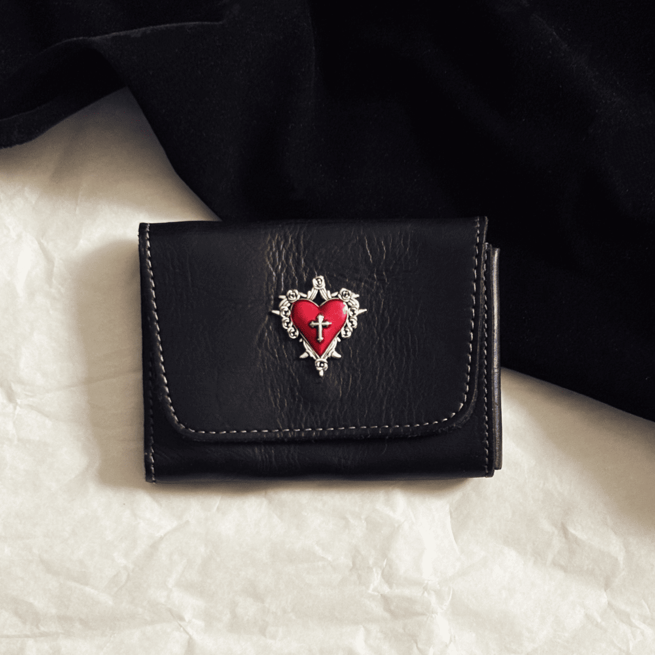 Thorned Heart Leather Card Holder & Coin Wallet