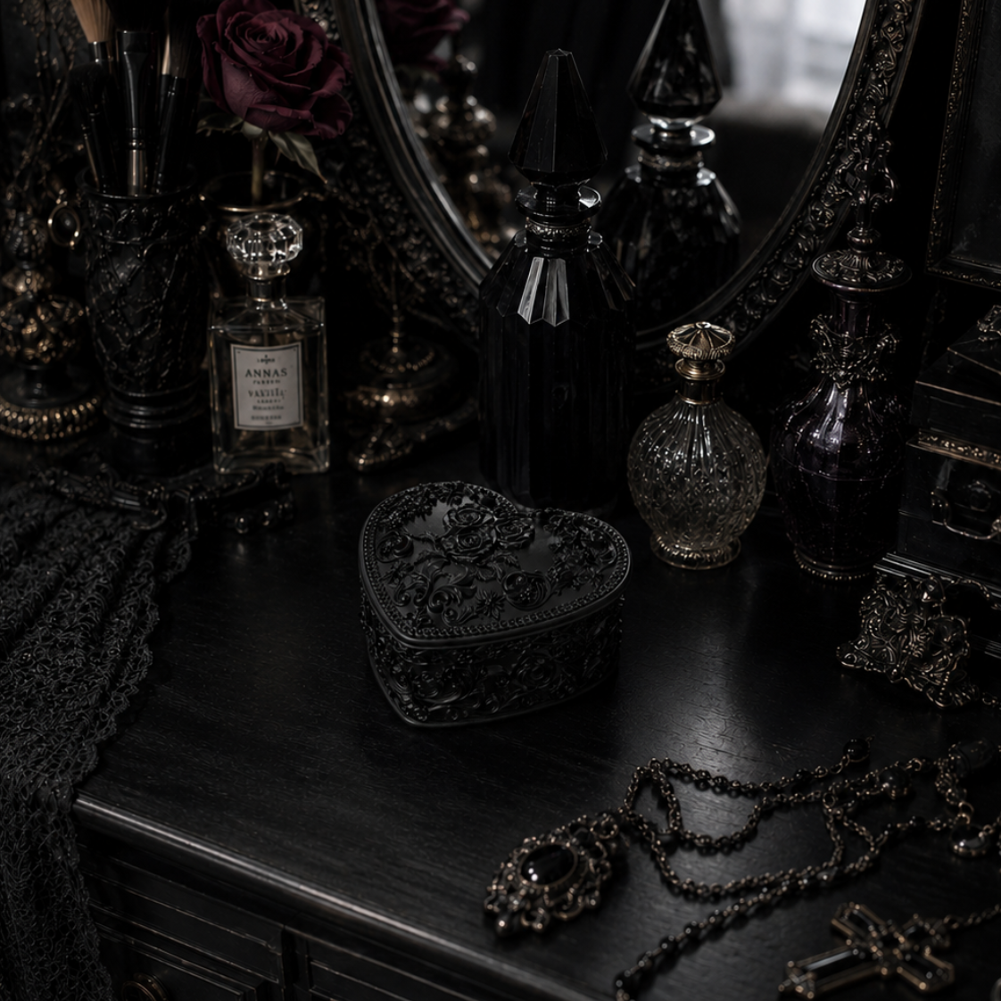 Dark Rose Relief Jewelry Box