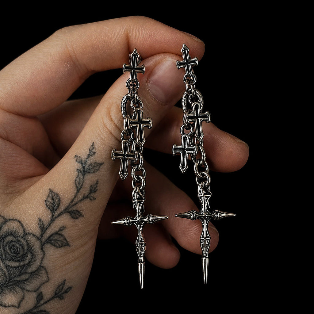Cross Charm Stack Earrings