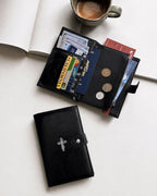 RFID passport wallet with zipper pocket and SIM card holders