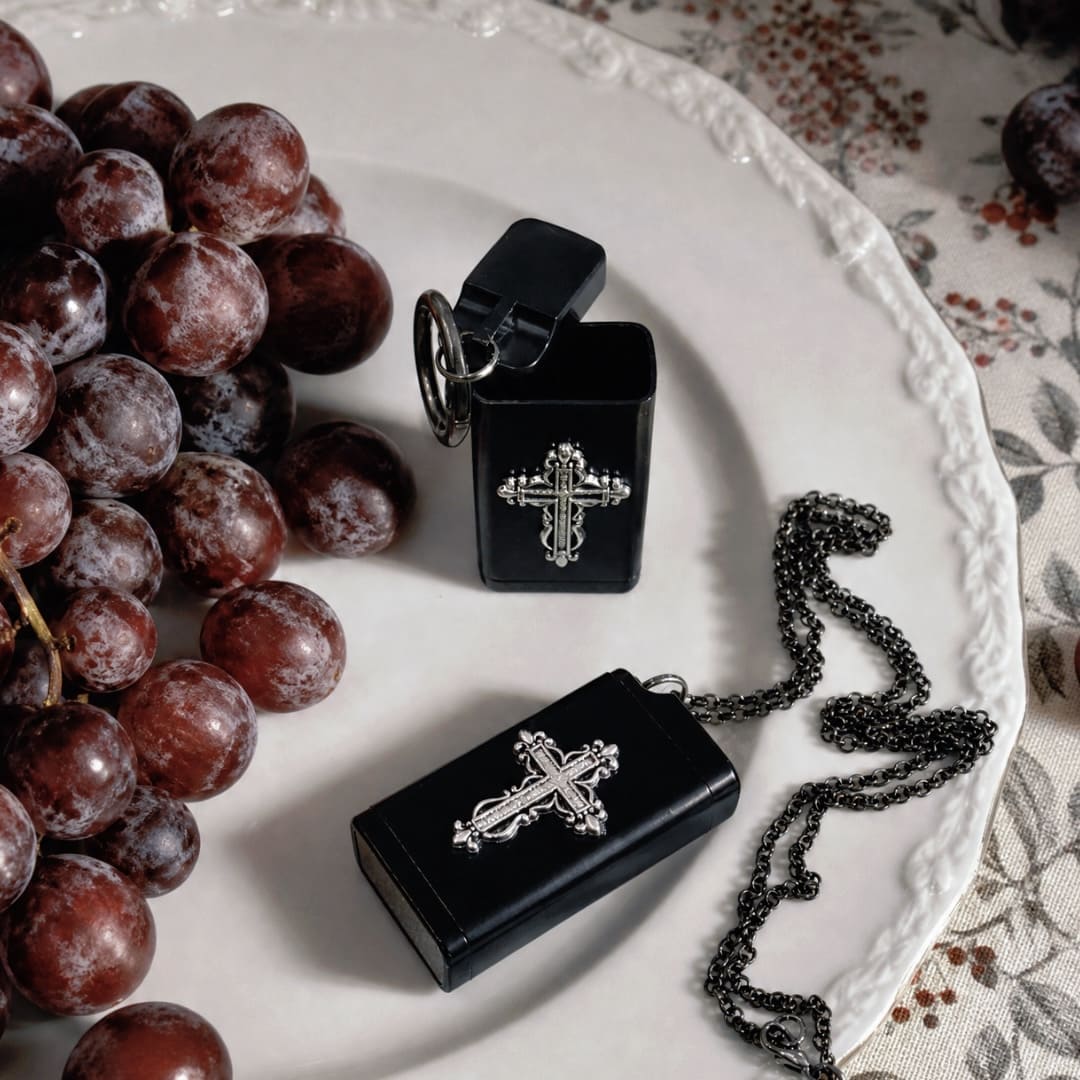 Gothic cross mini storage container for jewellery and small accessories