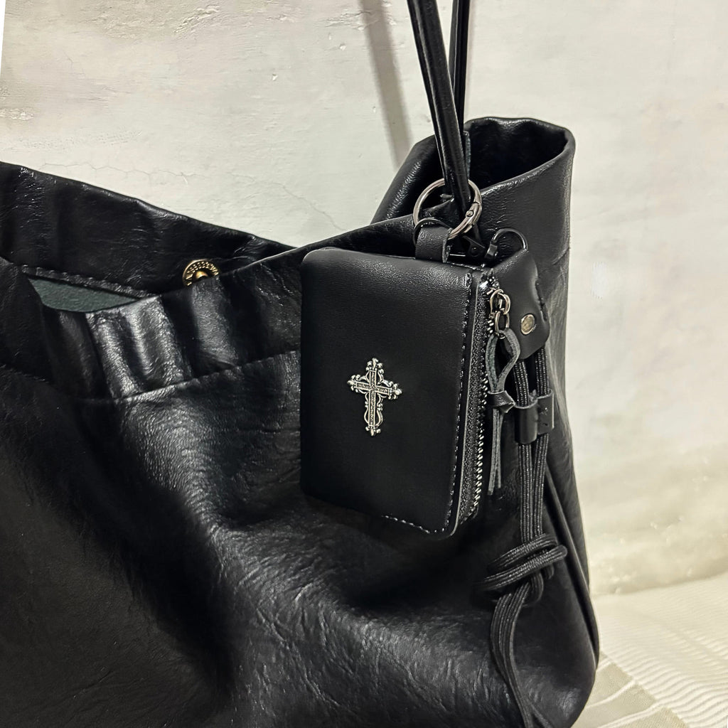 Gothic Cross Leather Coin Pouch