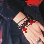 Blood Red Cross Layered Bracelet