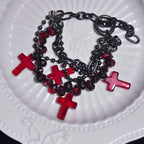 Blood Red Cross Layered Bracelet