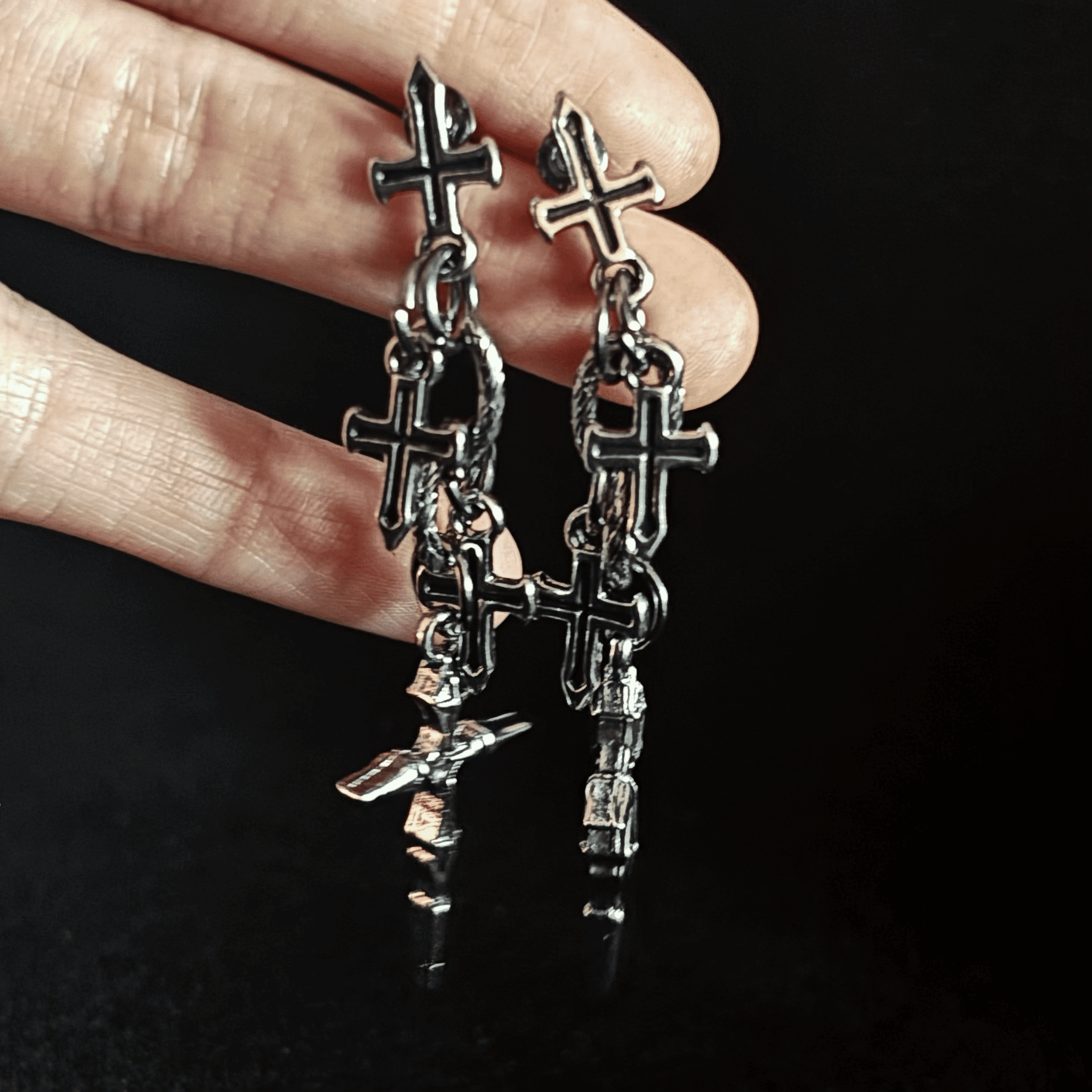 Cross Charm Stack Earrings