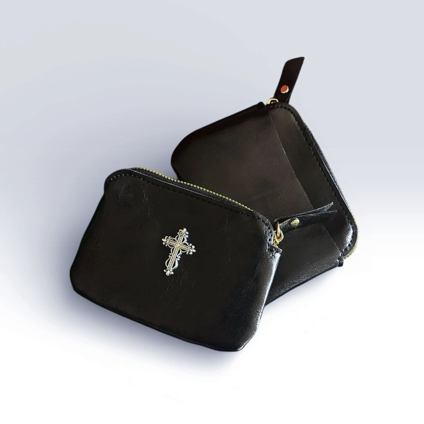 Gothic Cross Leather Coin Purse