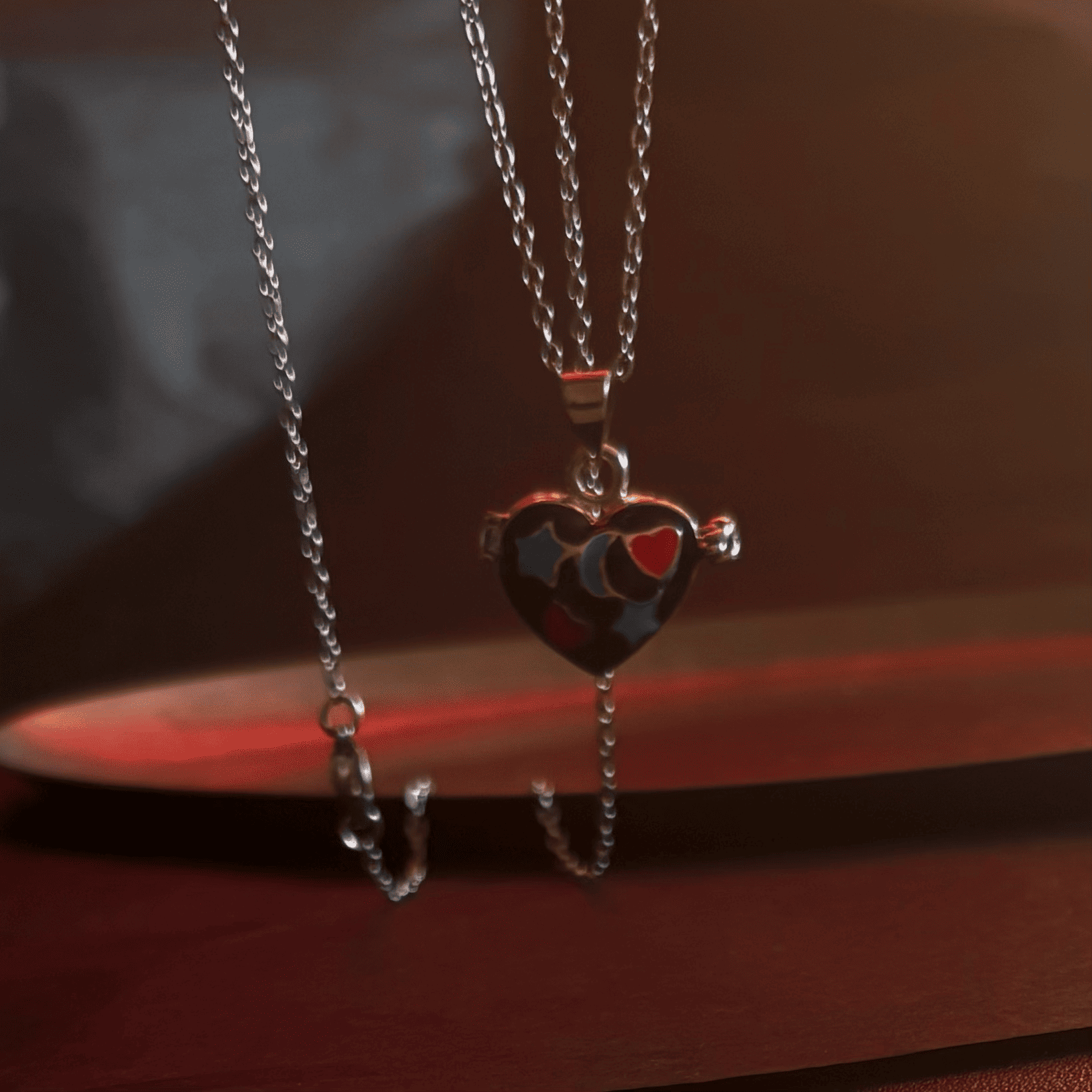 Star & Moon Heart Locket Necklace
