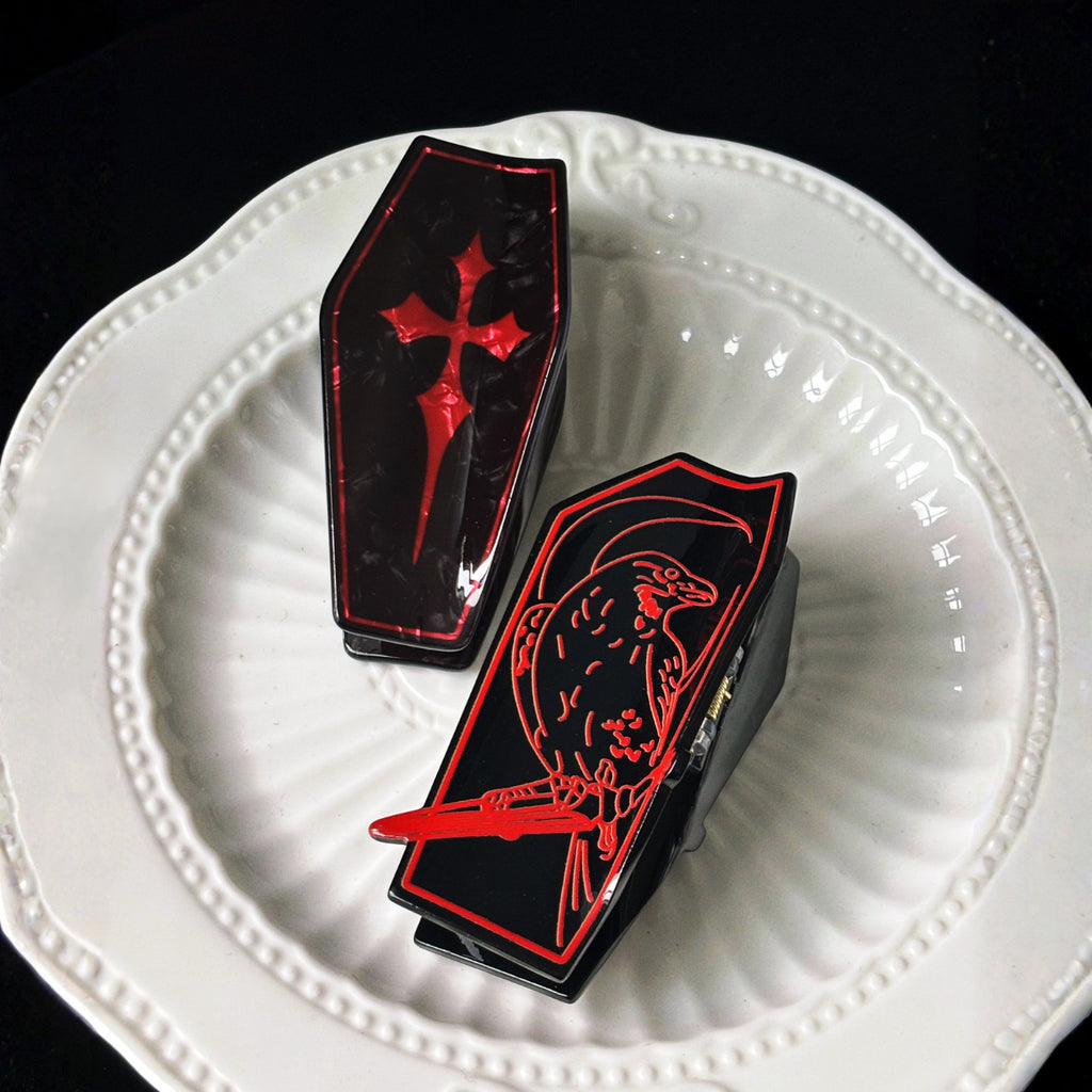 Gothic Coffin Hair Claw Set