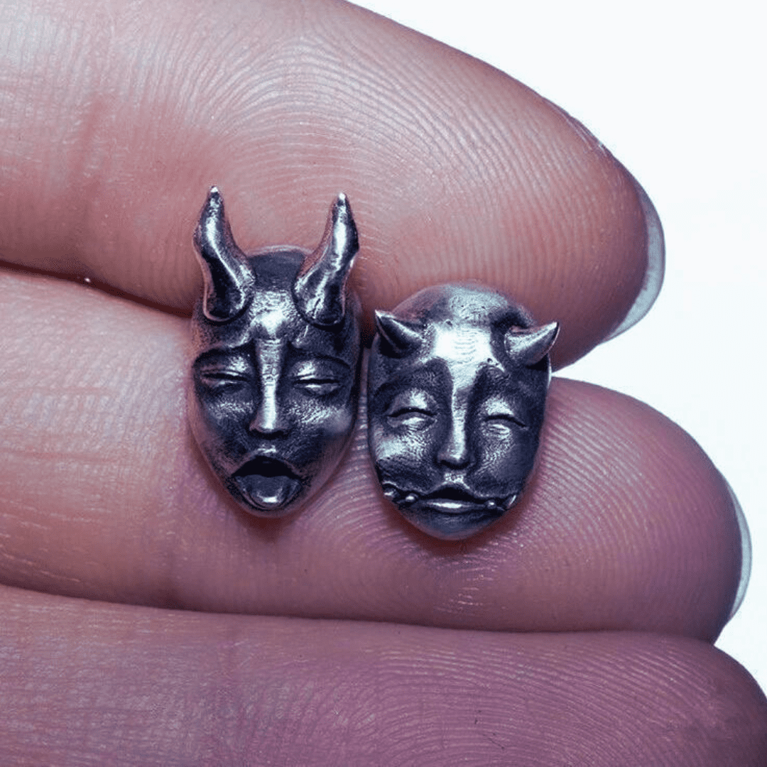 Oni Mask Stud Earrings