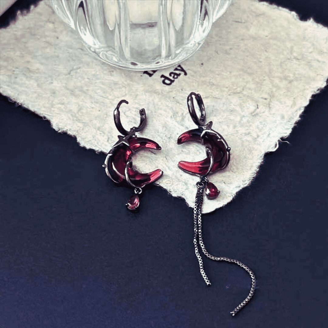 Blood Moon Tassel Earrings