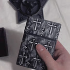 Gothic cross-embossed leather-look cigarette case